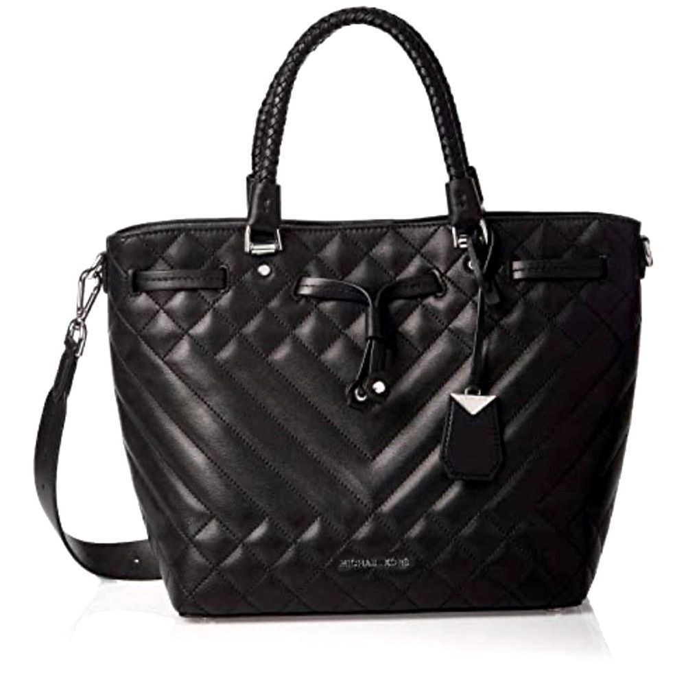 Michael Kors Blakely Small Quilted Leather Bucket Bag Black w/ Silver hardware